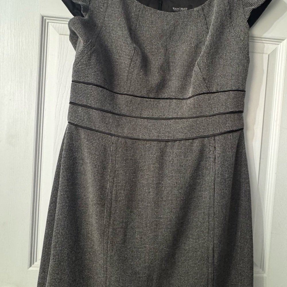 White House Black Market Gray Sheath Dress with Flutter Cap Sleeves